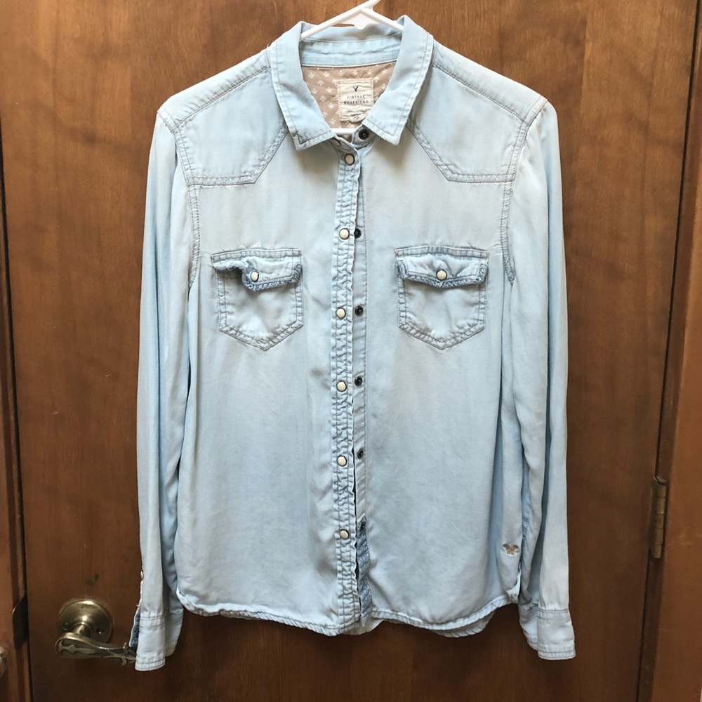 AEO denim button-up top